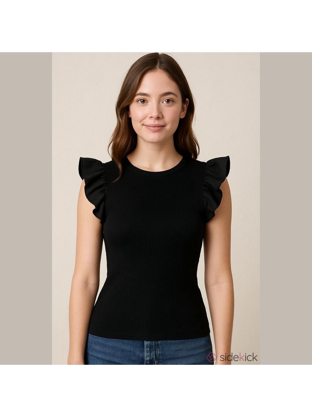 Philosophy Black Ruffled Tank Top Sweater Small